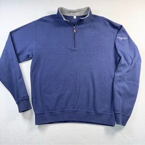 Peter Millar Men’s Quarter-Zip Pullover Large Blue Embroidered Logo On Left Arm
